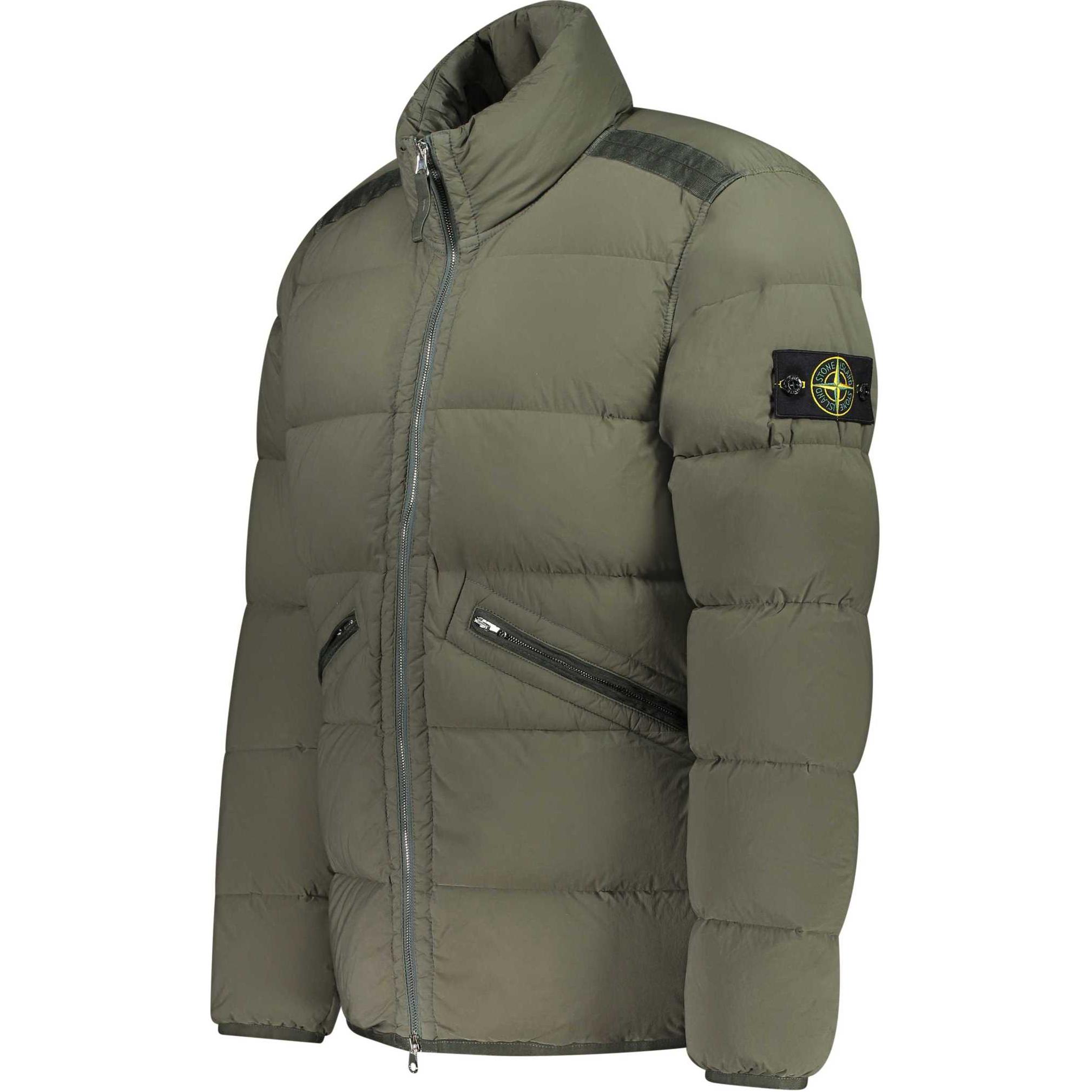 Футболка с высоким воротником на молнии STONE ISLAND, Арми Грин — фото 4