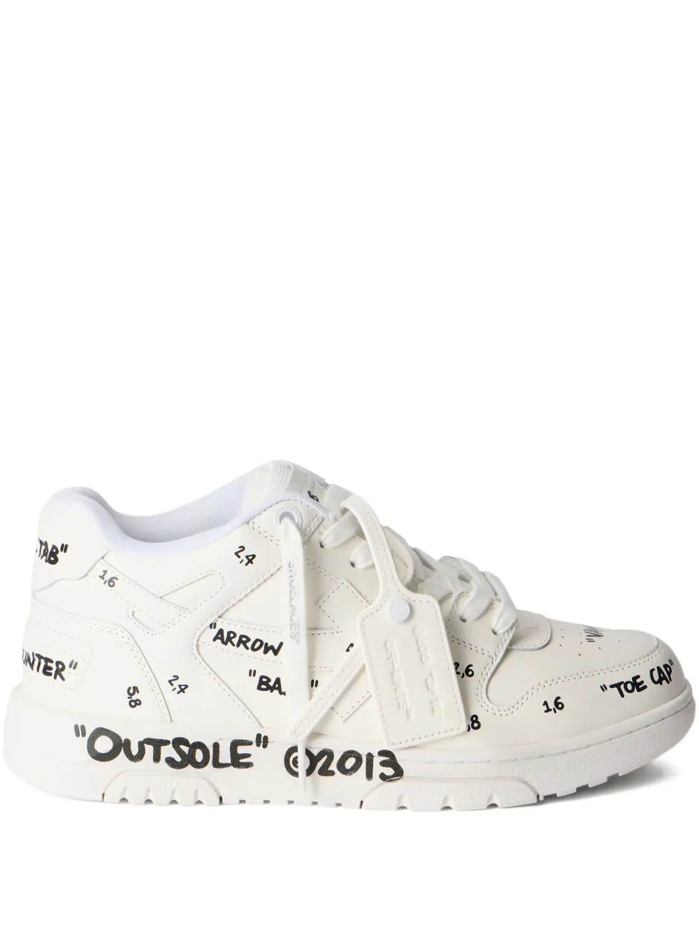 Кожаные кроссовки Out of Office с надписью Off-White, белый