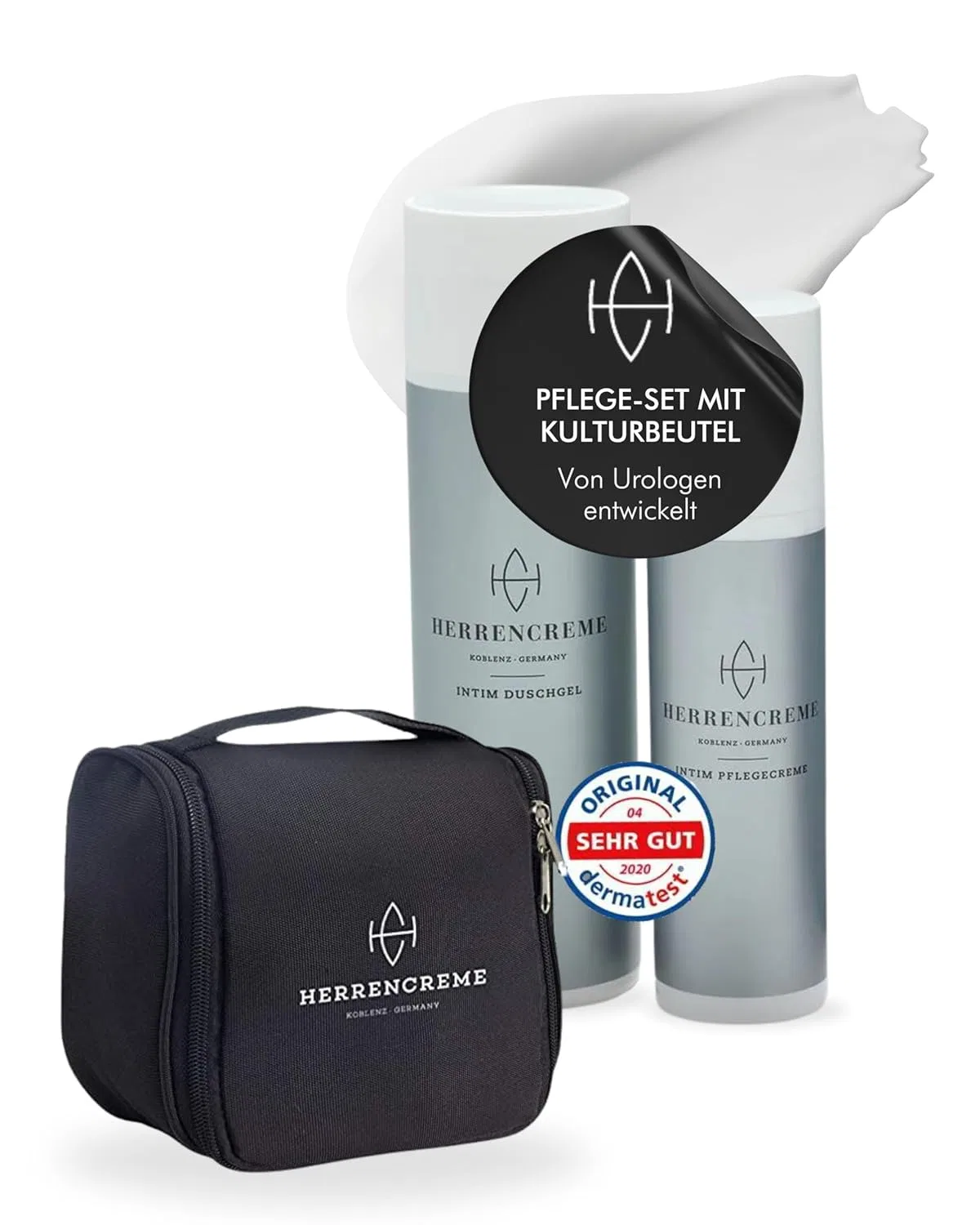 Мужской подарочный набор для интимной гигиены Men's Cream: гель для душа, крем и косметичка Herrencreme Koblenz · Germany