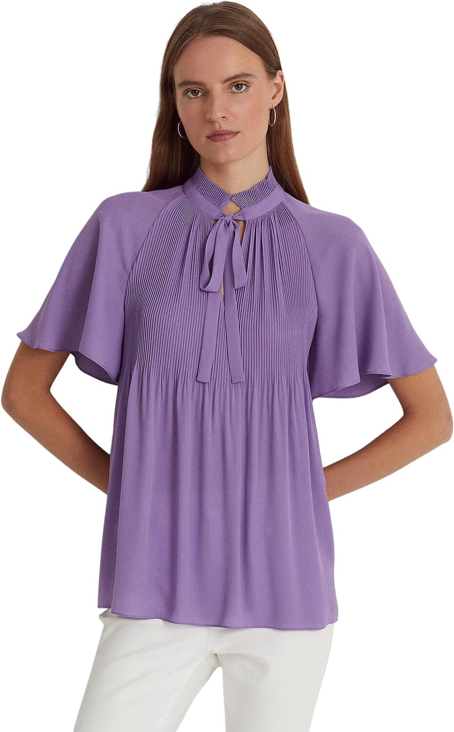 

Топ LAUREN Ralph Lauren Pleated Georgette Top, цвет Wisteria