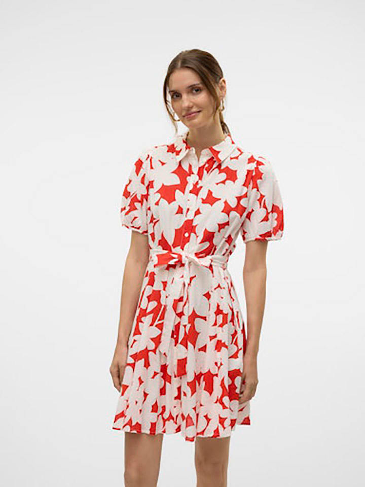 

Короткое платье Vero Moda, белый/красный