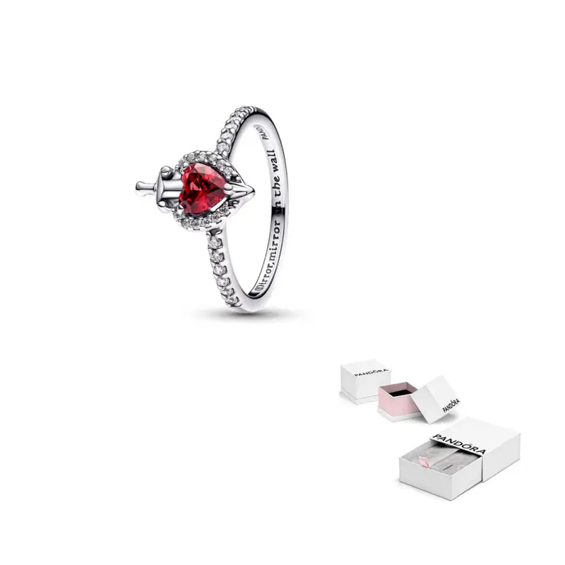 

Pandora Кольцо из стерлингового серебра 925 пробы с окисленным стеклом и кубическим цирконием для женщин, red