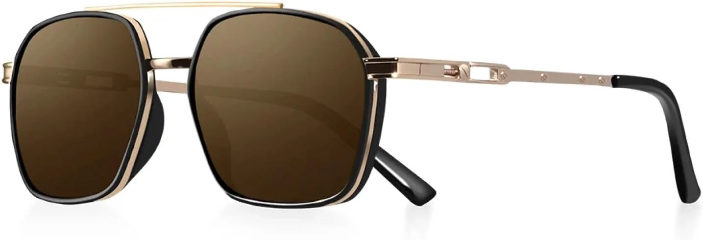 

Мужские солнцезащитные очки для активного отдыха и рыбалки, винтажные ретро-панк очки для мужчин и женщин с защитой от УФ-излучения TKKTLLT, C5 Gold Brown