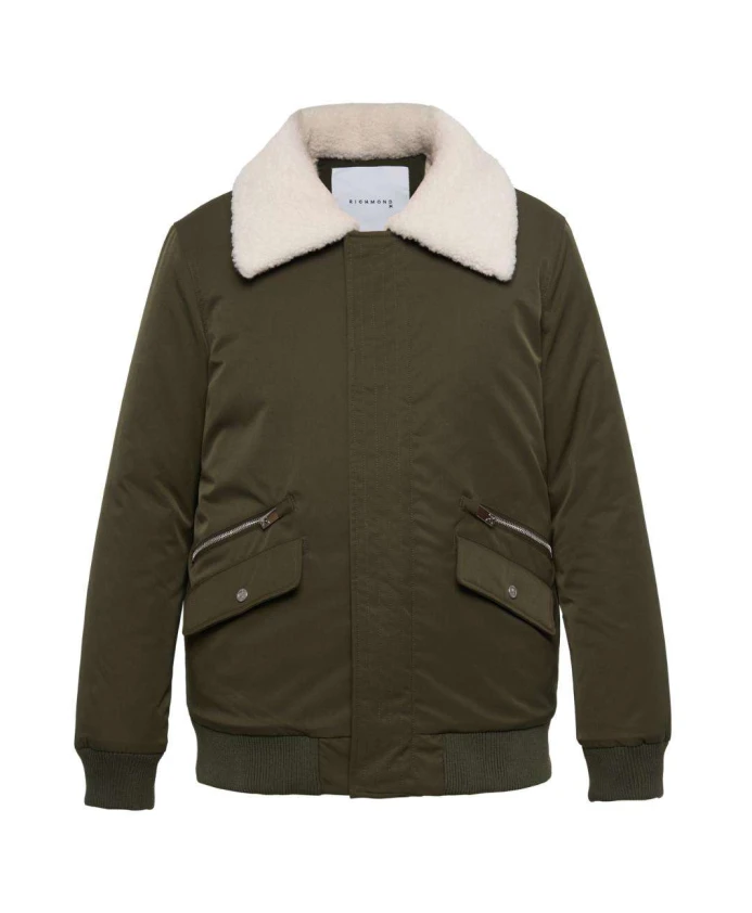 

Куртка-Бомбер с воротником из искусственного меха и функциональными карманами. Richmond, зеленый