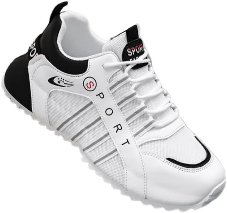 

Мужские дышащие прочные кроссовки с толстой подошвой- легкая амортизирующая подошва, для повседневной ходьбы, для активного отдыха Hoalox, белый/черный