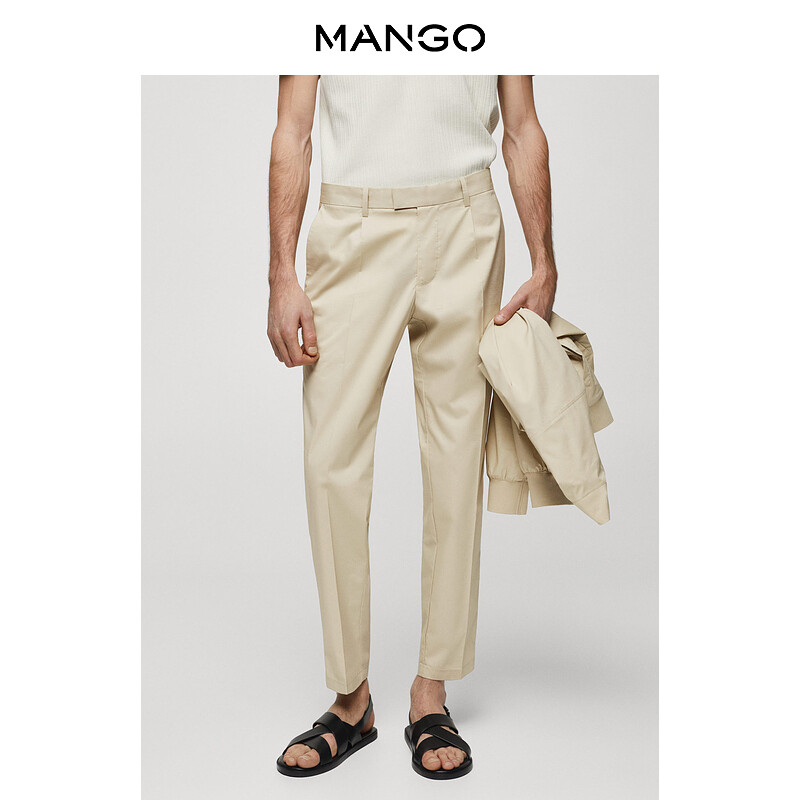 

Мужские брюки Mango хлопковые пригородные, темно-синий