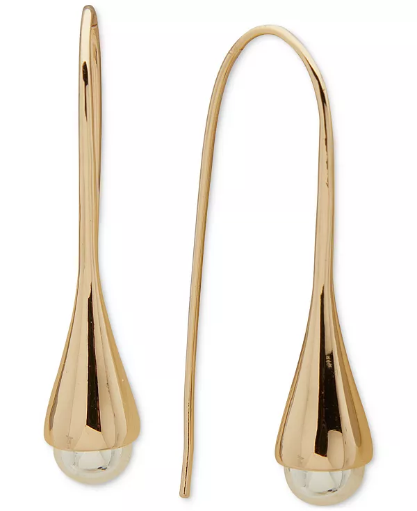 

Двухцветные серьги-нити с бусинами на кончиках Dkny, gold/silve