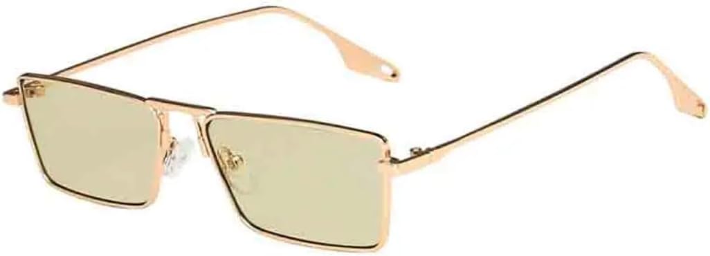 

Винтажные маленькие солнцезащитные очки для женщин, роскошные солнцезащитные очки в металлической оправе, прямоугольные очки для вождения, очки для рыбалки, мужские солнцезащитные очки VVTWSSW, Gold Green