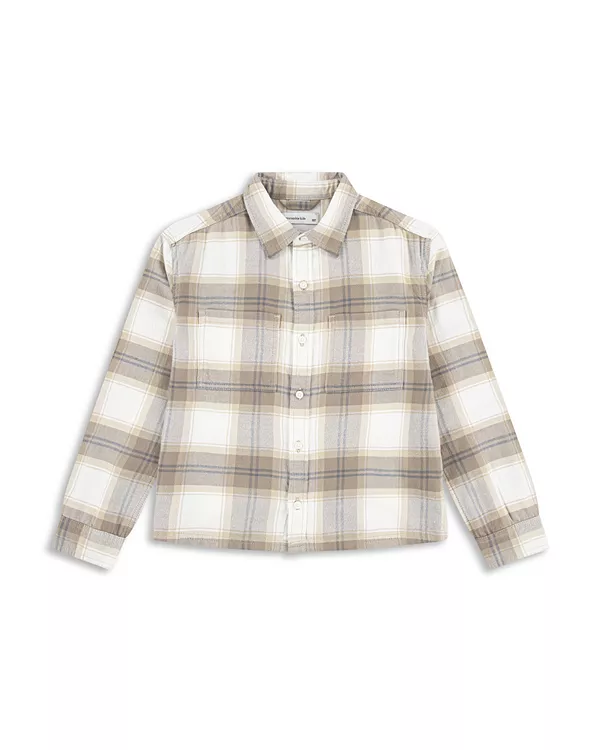 

Традиционная фланелевая рубашка для мальчиков - для малышей и для взрослых. Abercrombie Kids, белый