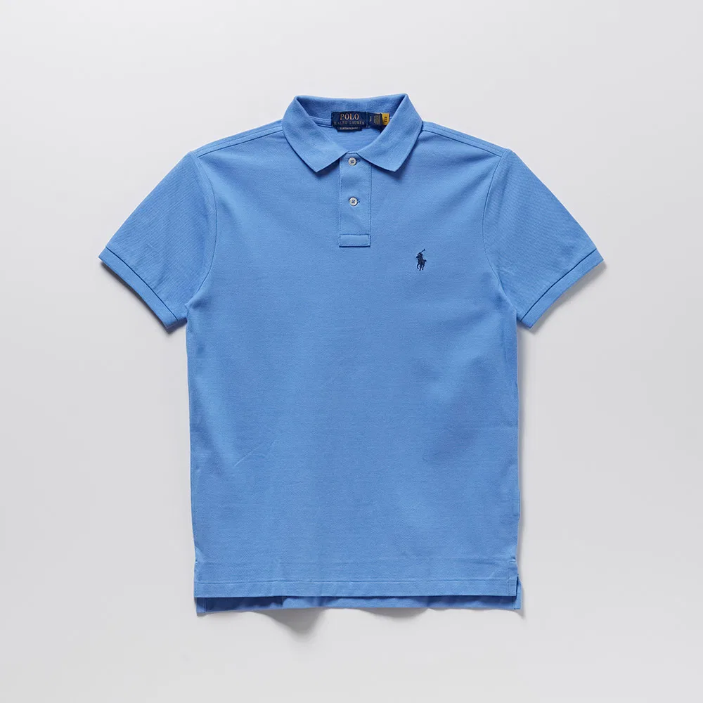 Мужская футболка-поло Custom Slim Fit светло-голубого цвета от Polo Ralph Lauren