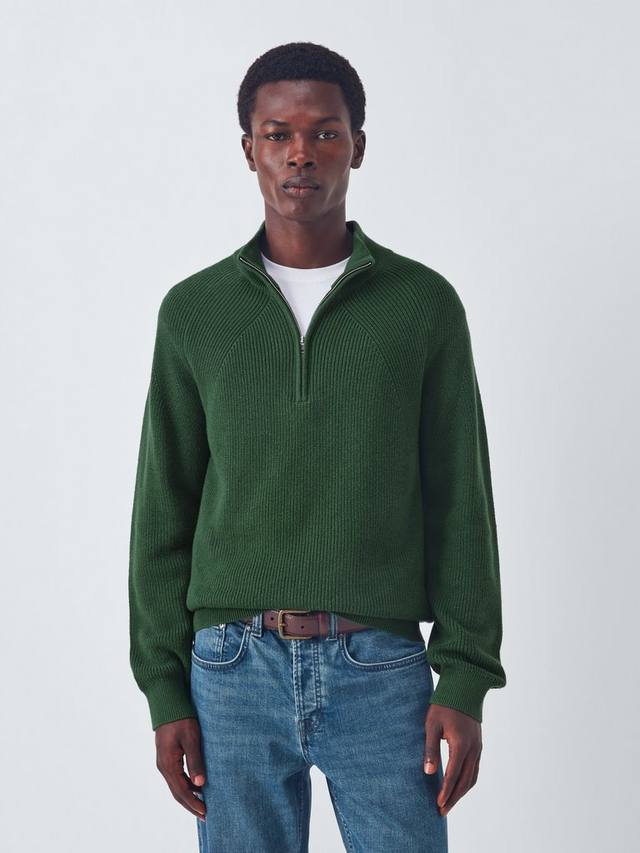 

Полузастёгивающийся джемпер с высоким воротником из хлопка и кашемира риб John Lewis, Forest Walk