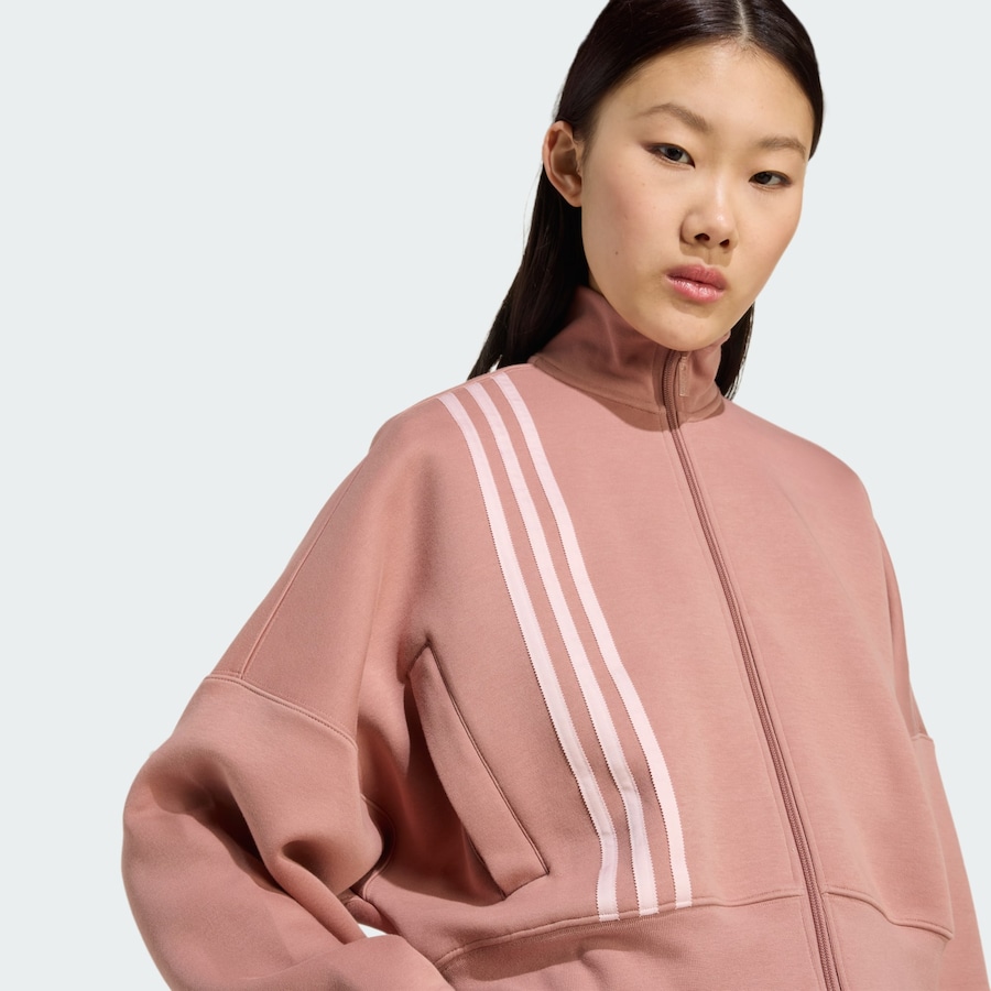 Толстовка с капюшоном на молнии ADIDAS ORIGINALS Off Placed 3-Stripes Zip, Pitaya/Pastel Pink — фото 4