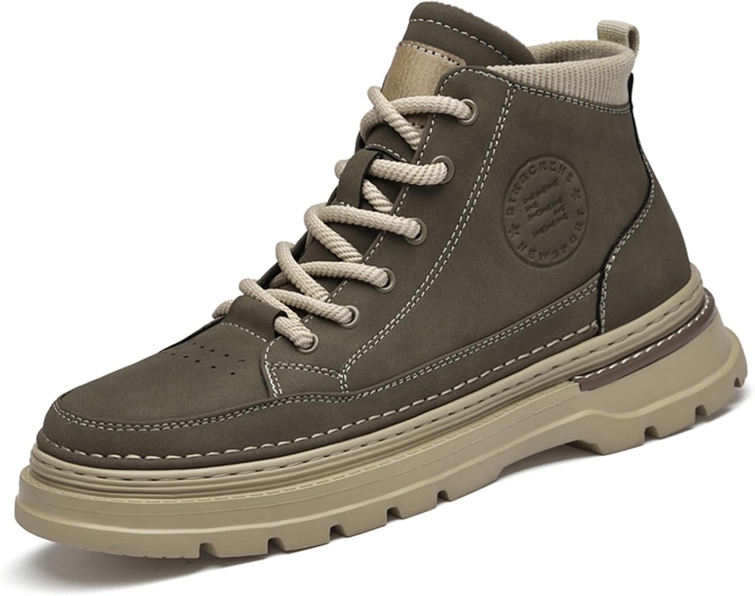 

Мужские теплые короткие плюшевые ботинки, модные с толстой подошвой, на шнуровке, ботильоны для мужчин Generic, коричневый