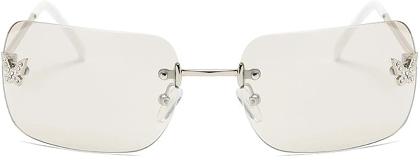 

Солнцезащитные очки Willochra 2023 прямоугольной формы с градиентом в стиле Y2K для женщин, модные ретро-очки для лета, без оправы, с эффектом бабочки, Silver