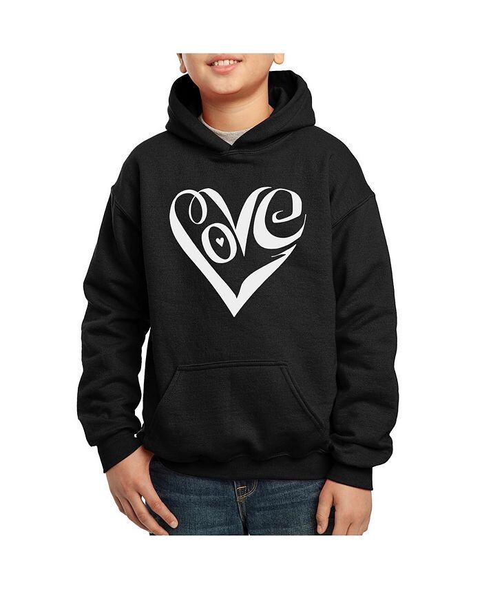 

Толстовка с капюшоном Big Boy's Word Art - Script Love Heart LA Pop Art, черный