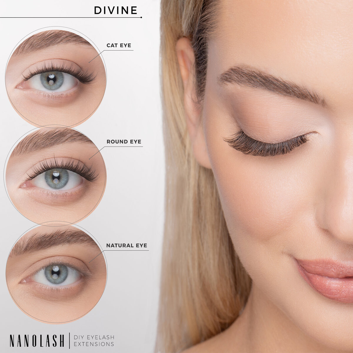 Набор для склеивания ресниц Nanolash DIVINE - ресницы для самостоятельного нанесения — фото 3