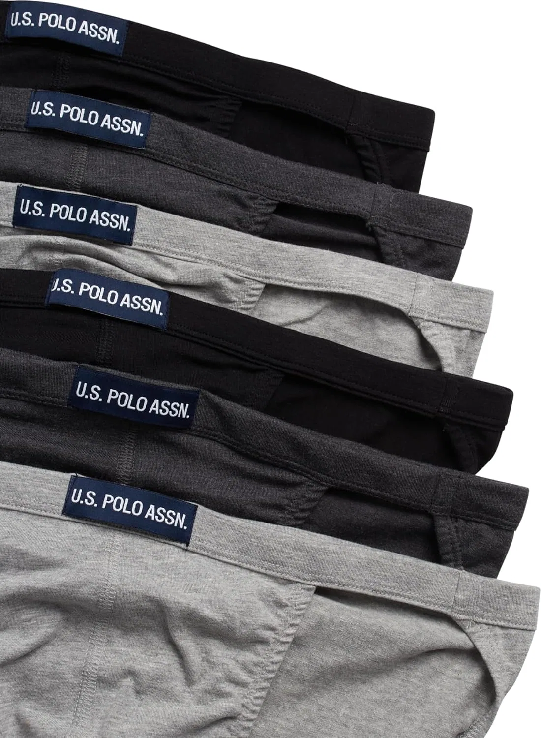 Брифы хлопковые U.S. POLO ASSN., Black/Heather Grey/Charcoal Heather- String — фото 3