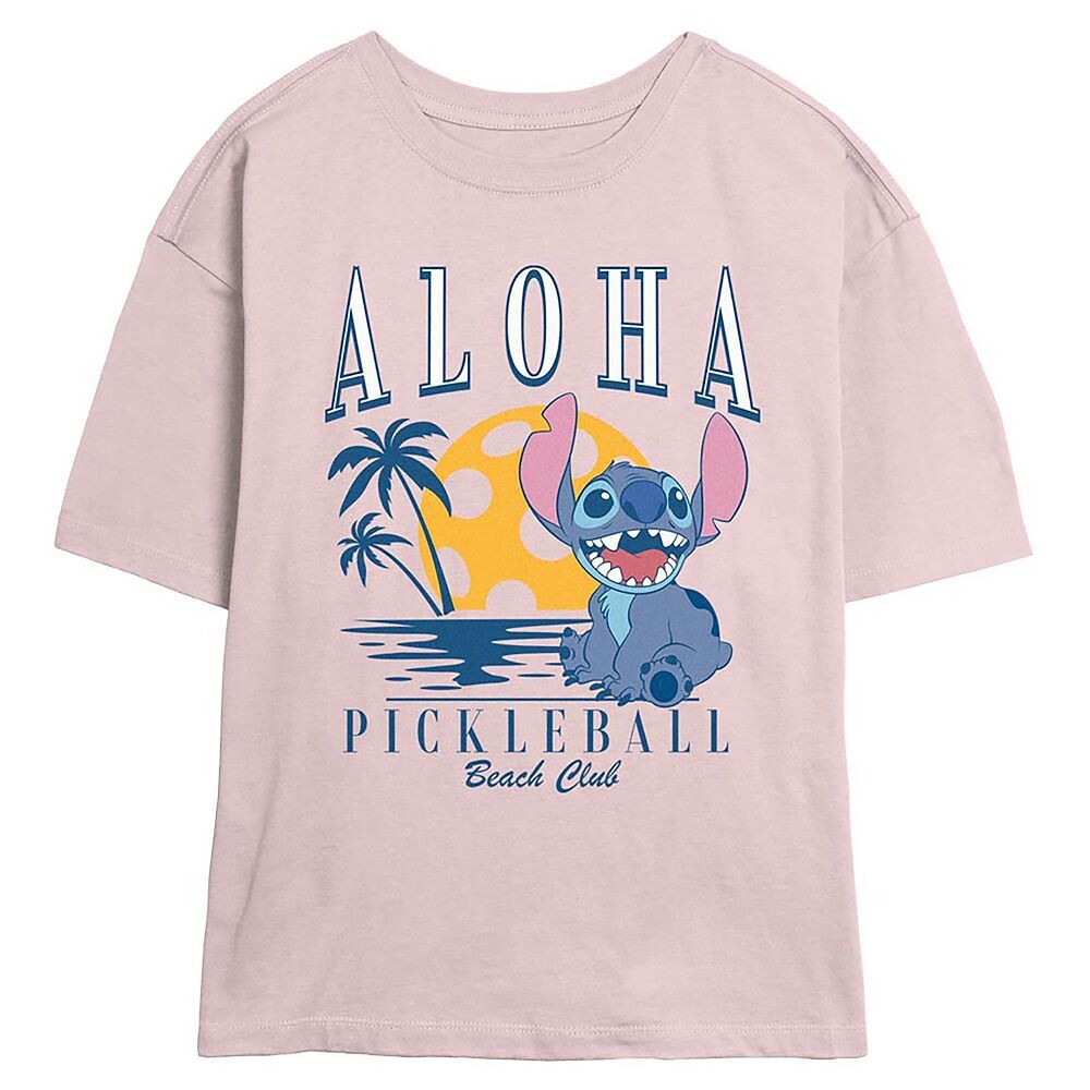

Футболка с рисунком скиммера для юниоров Disney's Lilo & Stitch Aloha Pickleball Beach Club, цвет Blush