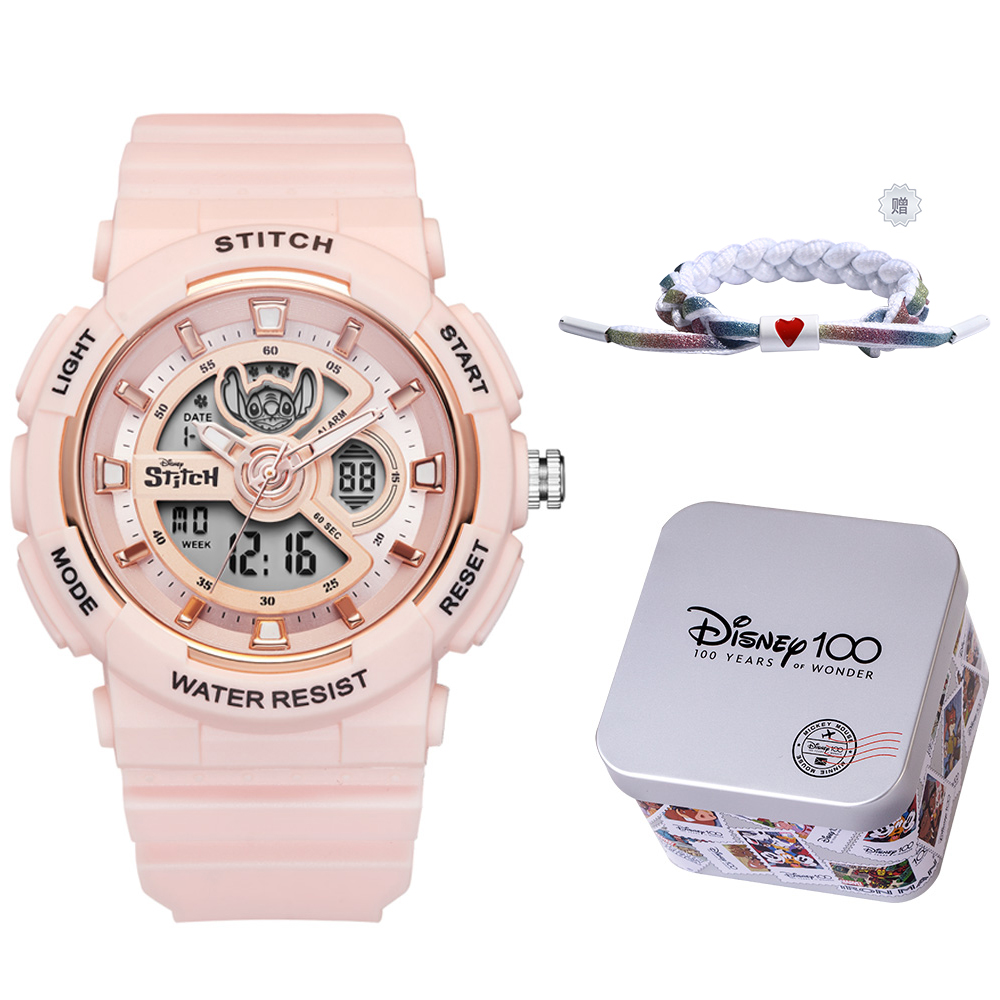 

Disney Часы Electronic+Quartz Movement Watch Unisex Blue Dial, Cute Pink+[Heart Bracelet]