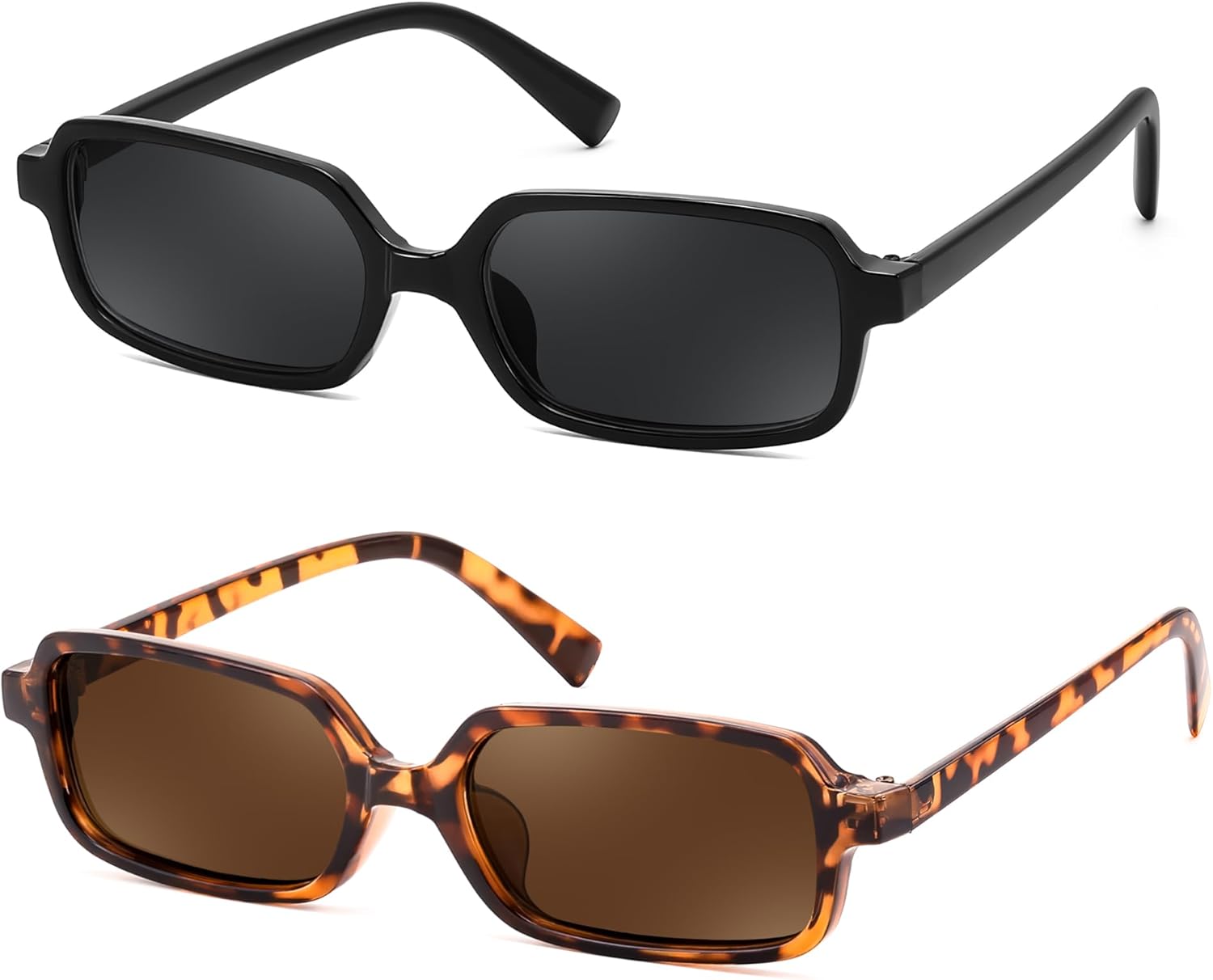 

Солнцезащитные очки FEISEDY прямоугольной формы для женщин и мужчин, женские солнцезащитные очки в стиле 90-х, маленькая узкая оправа, модный винтажный стиль, артикул B9167, 2pack=black+leopard/Brown