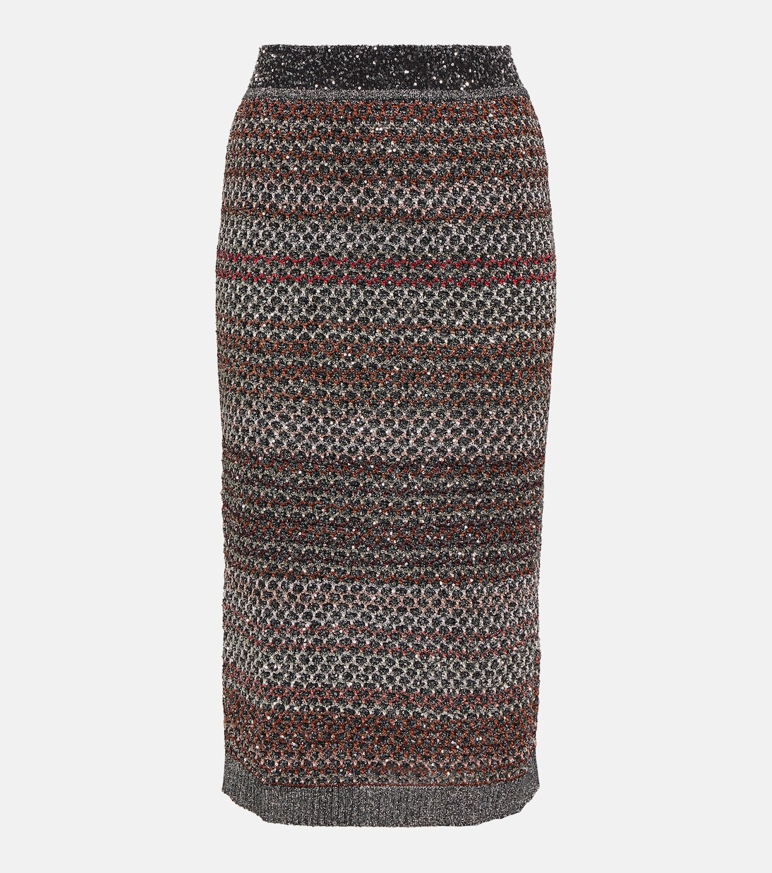 

Трикотажная юбка-карандаш в полоску с пайетками Missoni, черный
