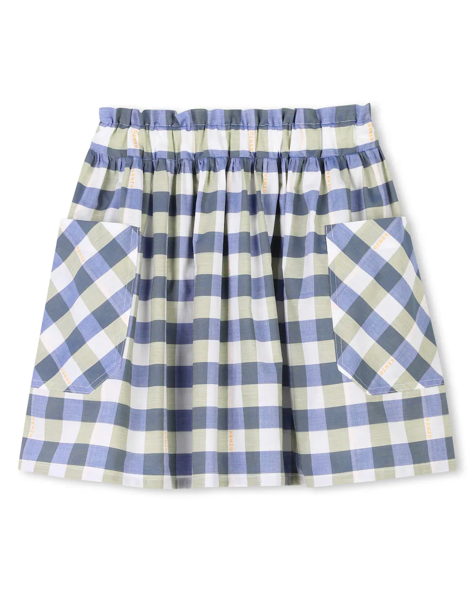 

Юбка для девочки из синего хлопка Kenzo Kids, синий индиго
