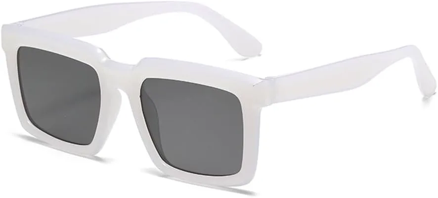 

Модные прямоугольные солнцезащитные очки для женщин, винтажные солнцезащитные очки для мужчин и женщин, очки с защитой от УФ-излучения UV400 generic, White