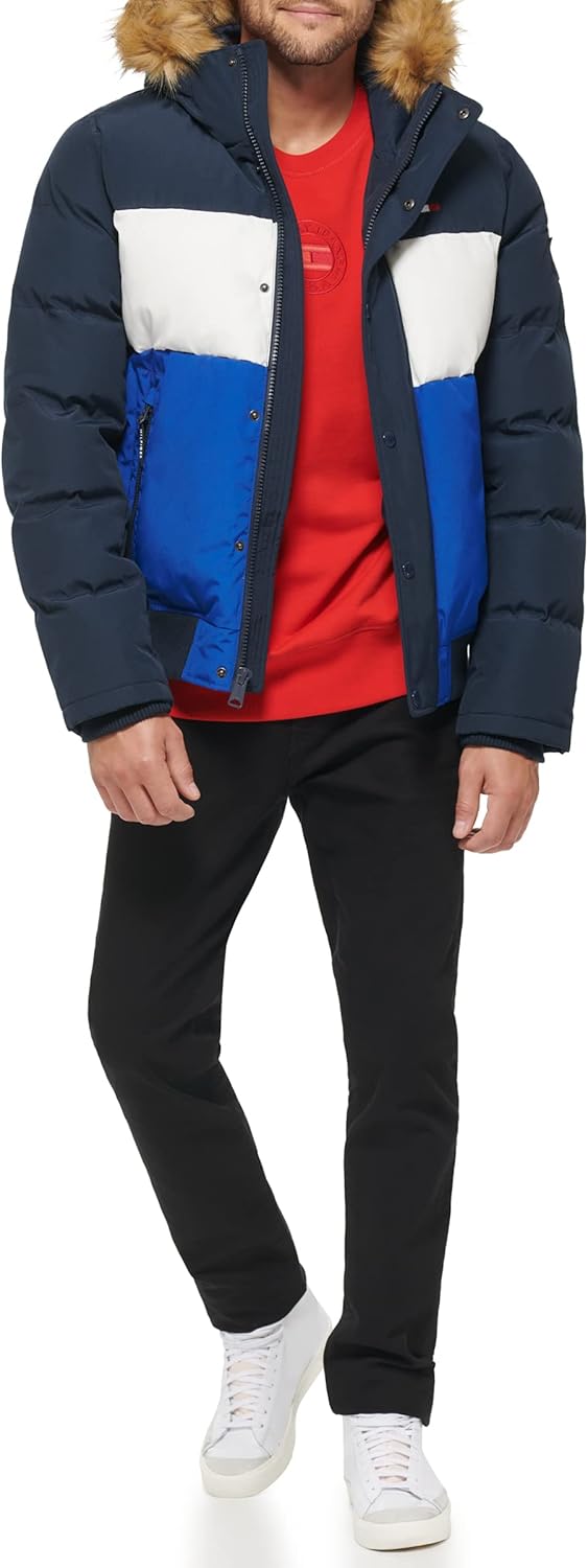 Мужская стеганая куртка-бомбер Tommy Hilfiger Arctic Cloth (стандартная и для больших и высоких), Blue Color Block — фото 2