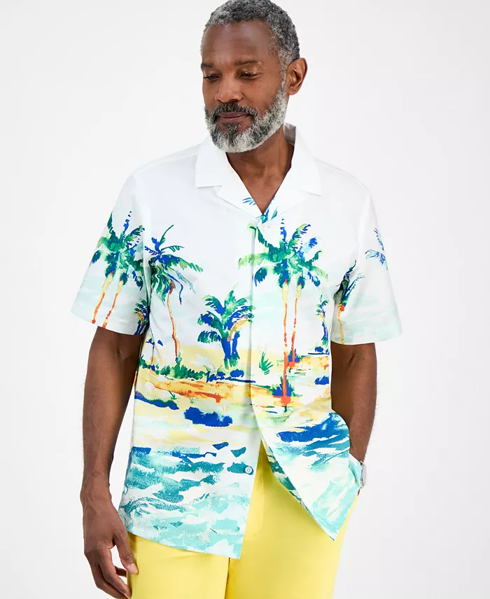 

Мужская тропическая рубашка с принтом Club Room, белый