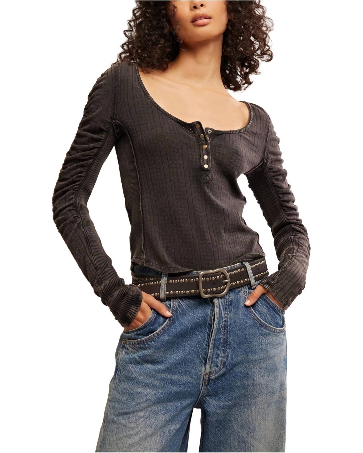 

Топ Hope Henley черного цвета Free People