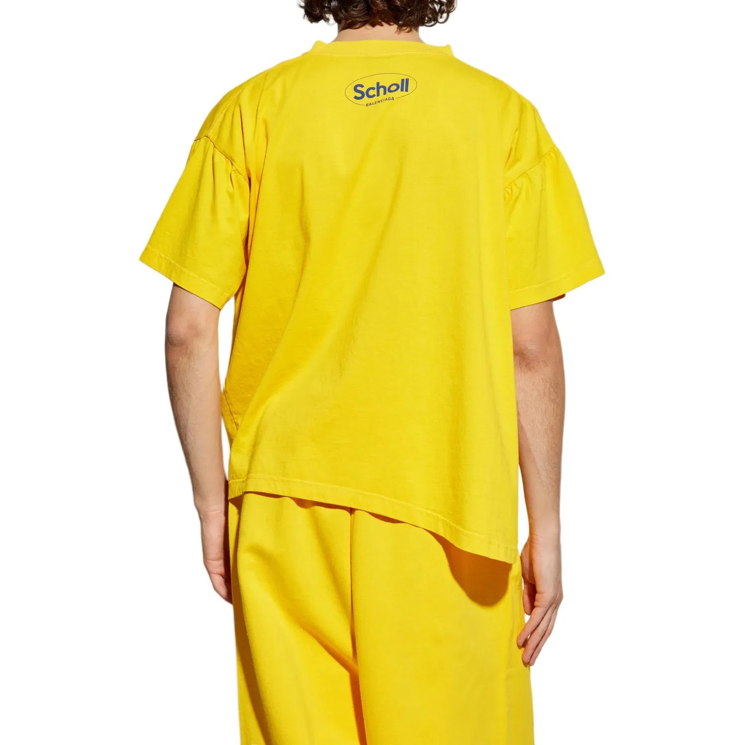 Футболка с принтом Balenciaga X Scholl желтая — фото 4
