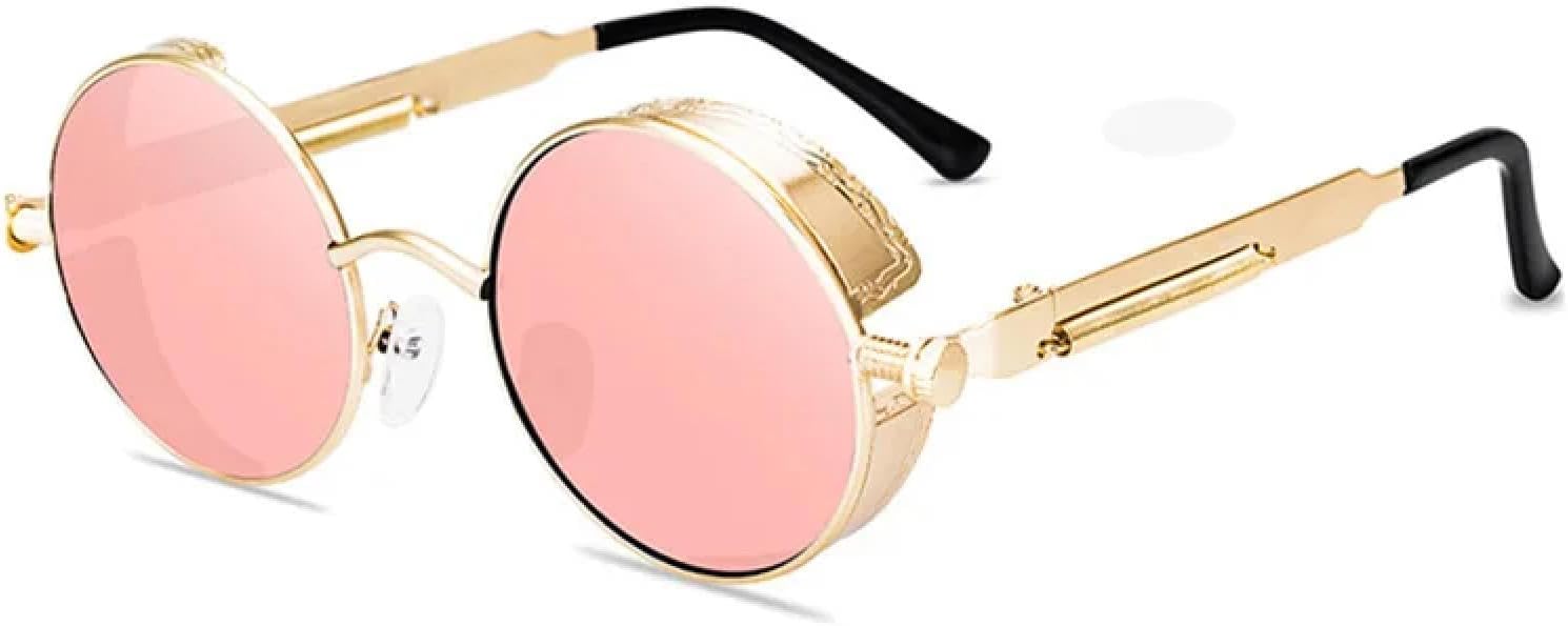 

Солнцезащитные очки с защитой от УФ-излучения UV400 для женщин и мужчин | Панк, металл, стимпанк, круглые | для занятий спортом на открытом воздухе DSVIGF, Pink Mirror