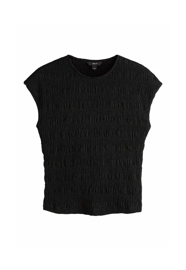 Блуза Next, Regular fit short sleeve textured crew neck top, черный