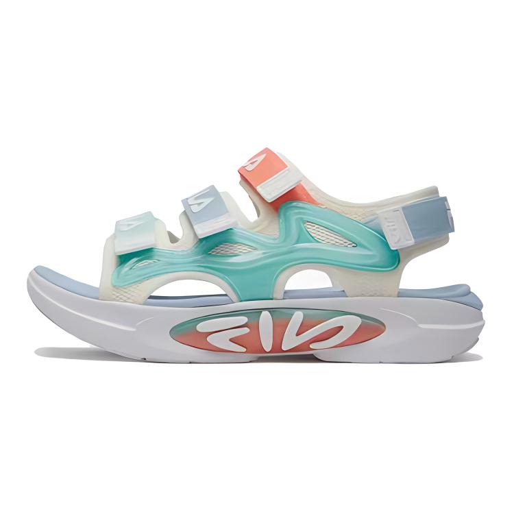 

FILA KIDS Сандалии детские, нескользящие, износостойкие, молочно-белые, аквамариново-зеленые, детские