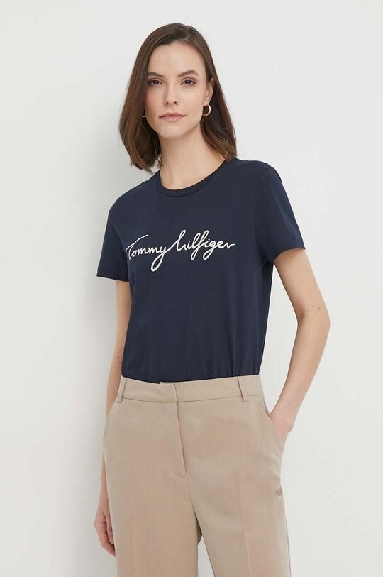 

Хлопковая футболка Tommy Hilfiger, темно-синий