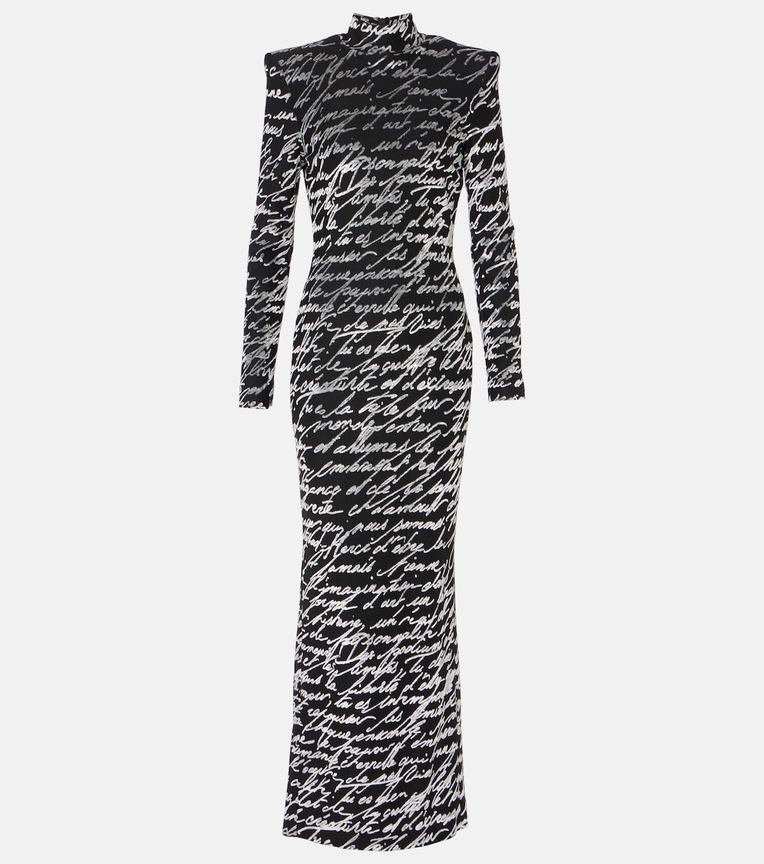 Жаккардовое платье Love Letter Balmain, Noir/Blanc