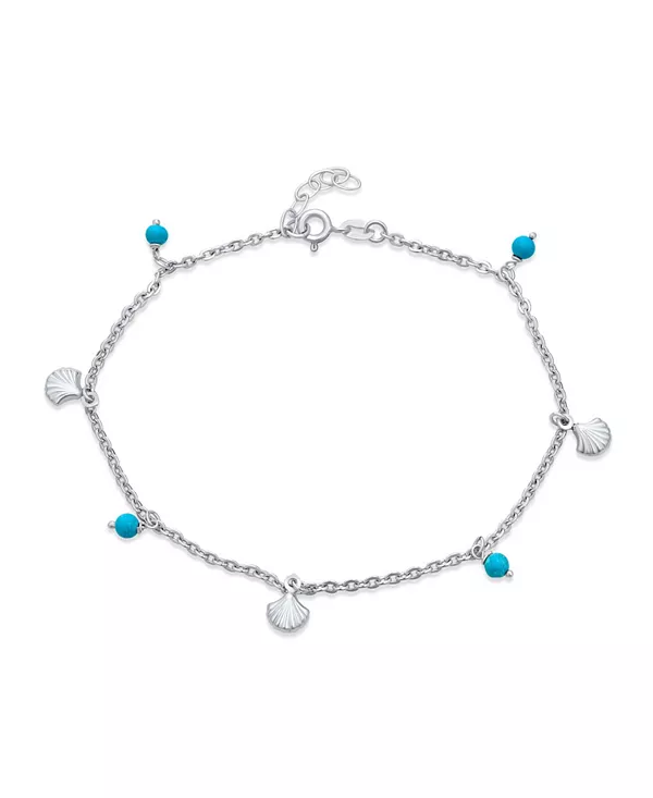

Браслет на лодыжку с подвеской в виде морского шарма и ракушкой из синтетической бирюзы, стерлинговое серебро Bling Jewelry, multicolor