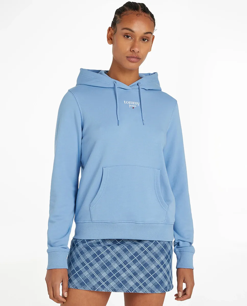 

Женская толстовка с капюшоном и карманом-кенгуру Tommy Jeans, светло-голубой