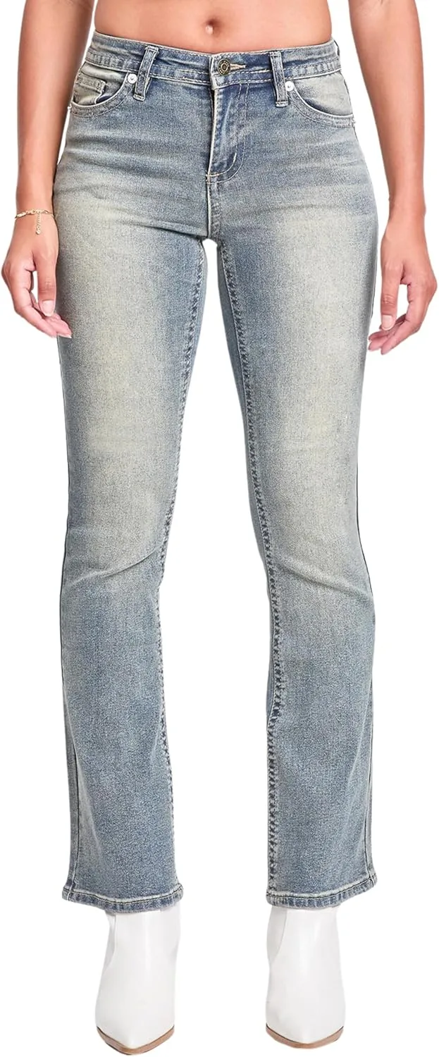 

YMI Women's Mid Rise Clean Hem Premium Stitch Bootcut