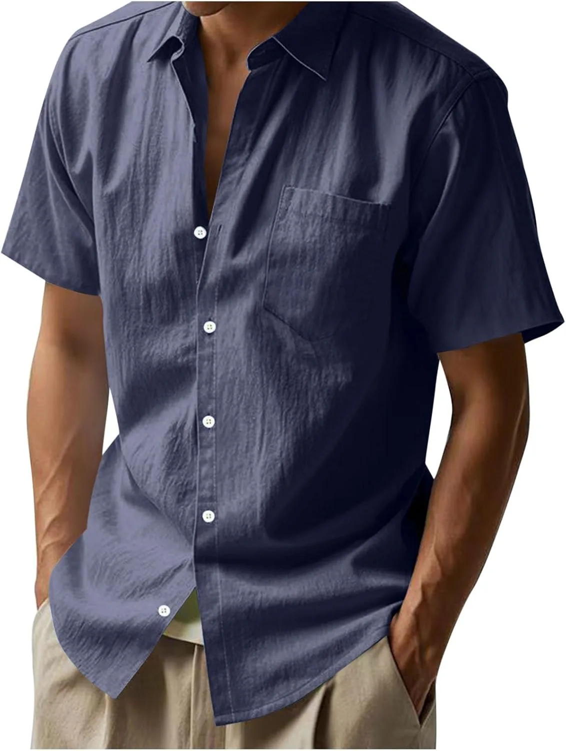 

Мужская льняная рубашка с коротким рукавом Ssuyeuri