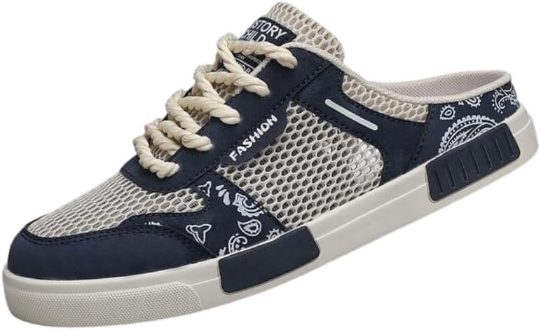 

Большие мужские дышащие спортивные кроссовки из сетки - шнуровка с резиновой подошвой для комфорта и повседневной носки на улице Fusecottc, синий