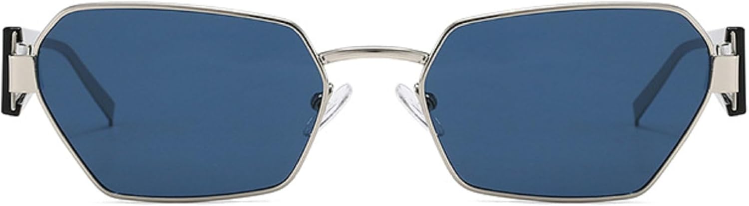 

Винтажные солнцезащитные очки «кошачий глаз» для женщин и мужчин, роскошные, с нестандартной металлической оправой, многоугольные солнцезащитные очки для женщин, модные очки с защитой от УФ-излучения UV400 mincl, Silver Gray