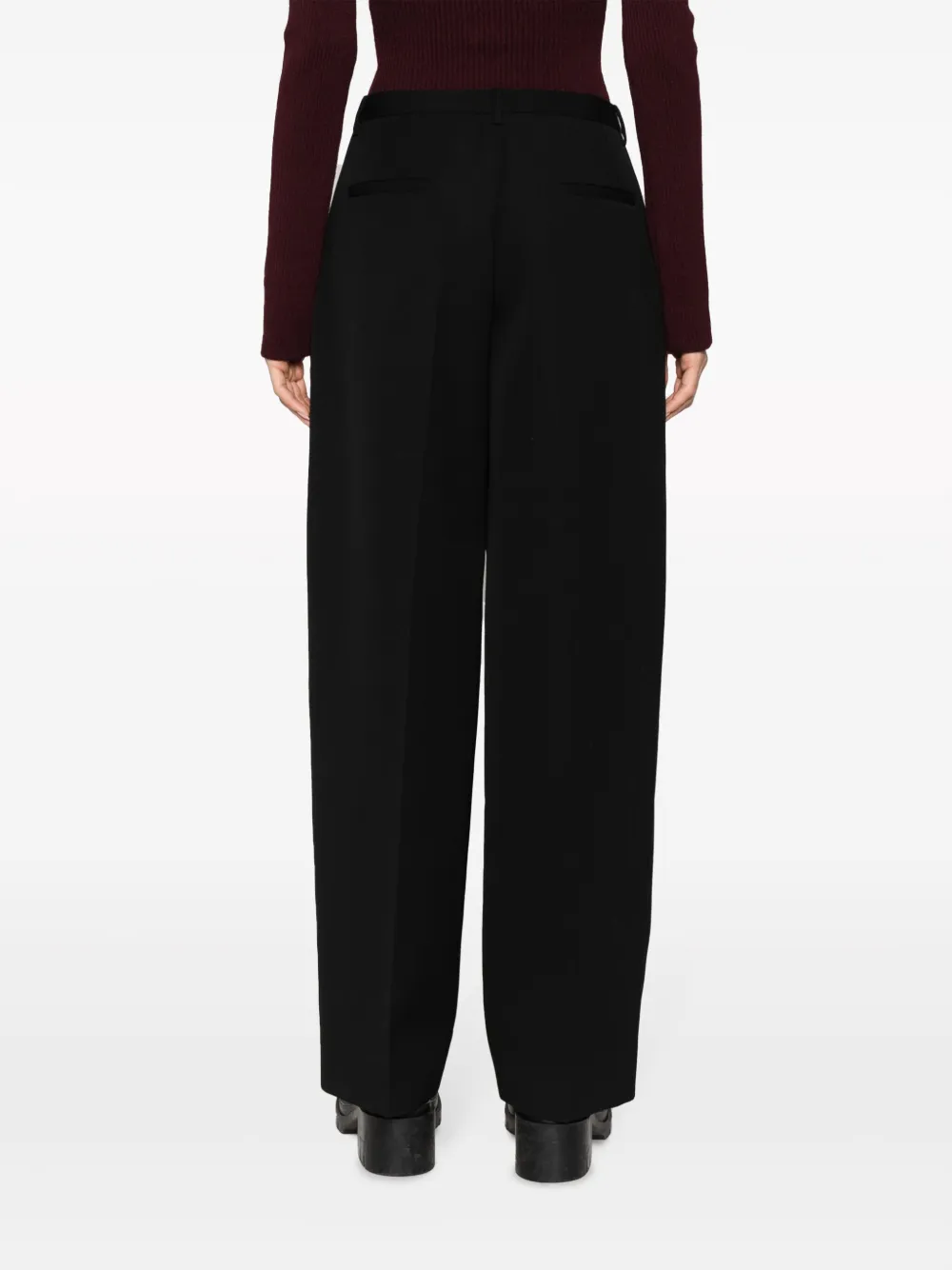 Брюки строгого кроя из смеси шерсти и хлопка JIL SANDER, черный — фото 4