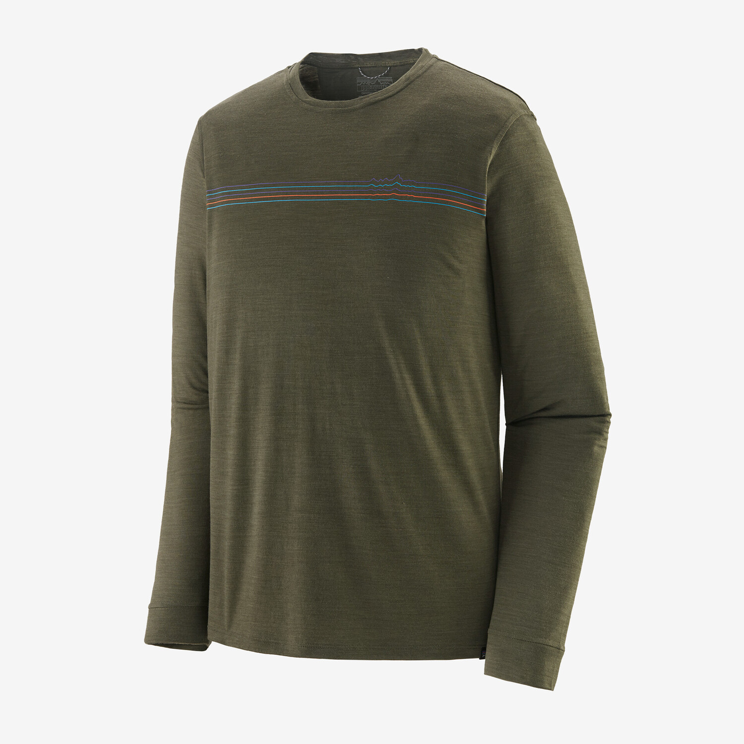 

Мужская рубашка Capilene Cool Merino с длинными рукавами и рисунком Patagonia, цвет Fitz Roy Fader: Basin Green