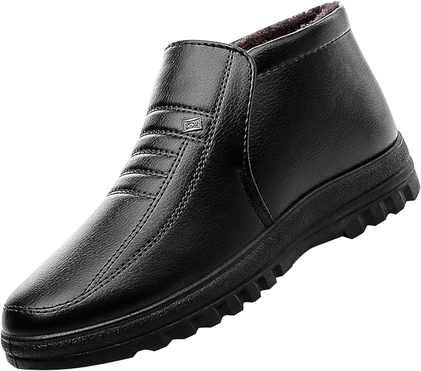 

Мужские утепленные повседневные зимние ботинки, термоботинки-слипоны для снега, противоскользящие повседневные прогулочные лоферы, классические туфли для улицы Generic, черный