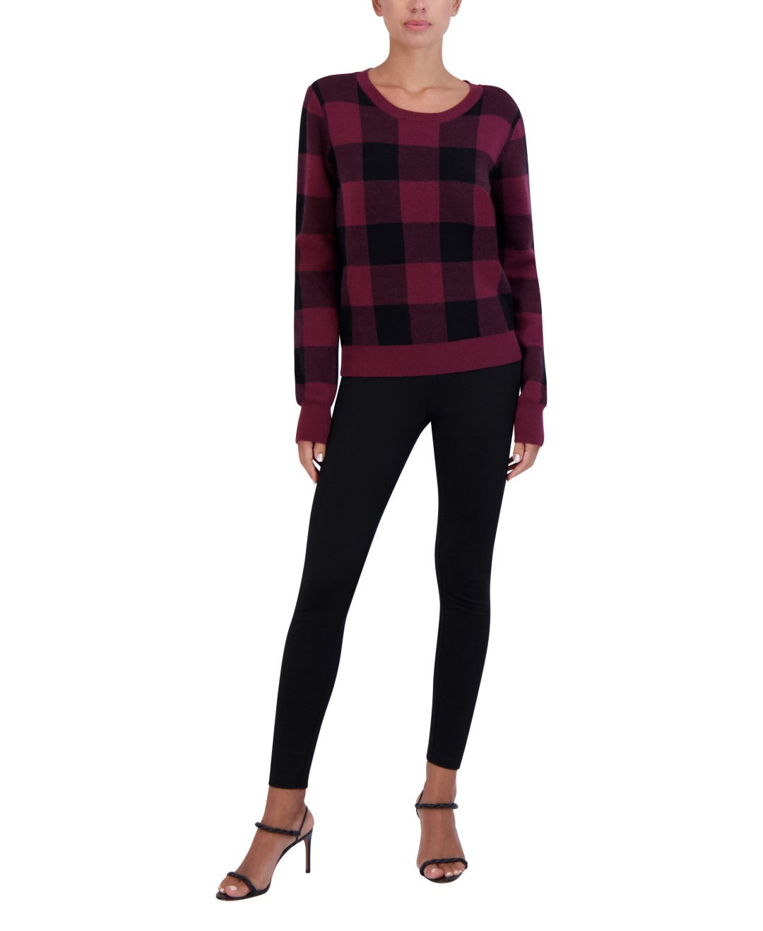 

СВИТЕР-ПУЛОВЕР С КРУГЛЫМ ВЫРЕЗОМ BCBGMAXAZRIA, цвет black / burgundy combo