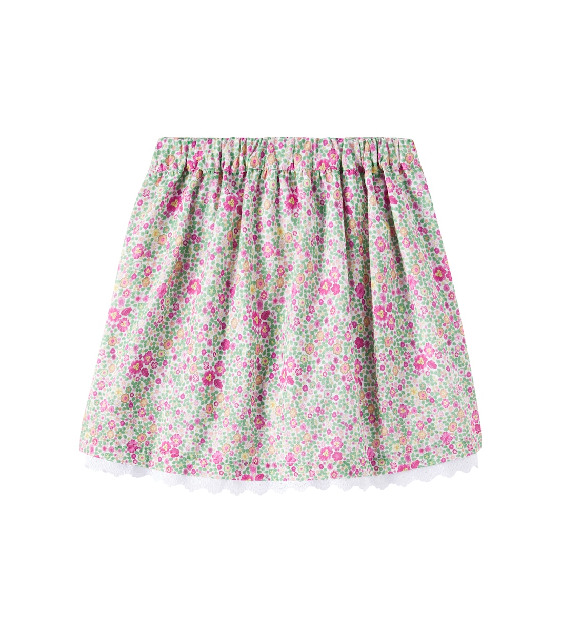 Юбка из хлопка с цветочным принтом и кружевной отделкой Luna La Coqueta, Pink Floral — фото 3