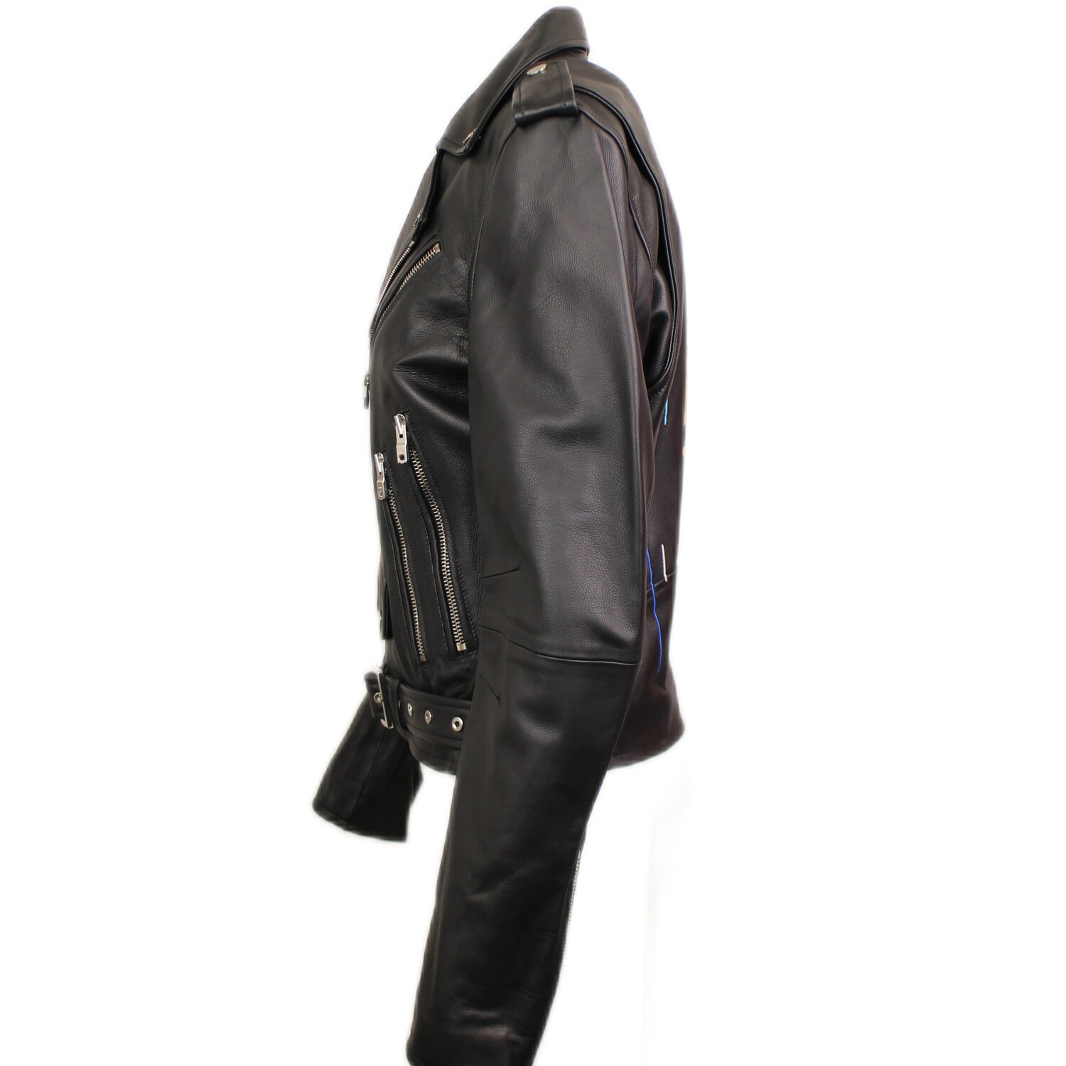 

PERFECTO С КРАСНОЙ ВЫШИВКОЙ Черная кожаная куртка Amiri, черный
