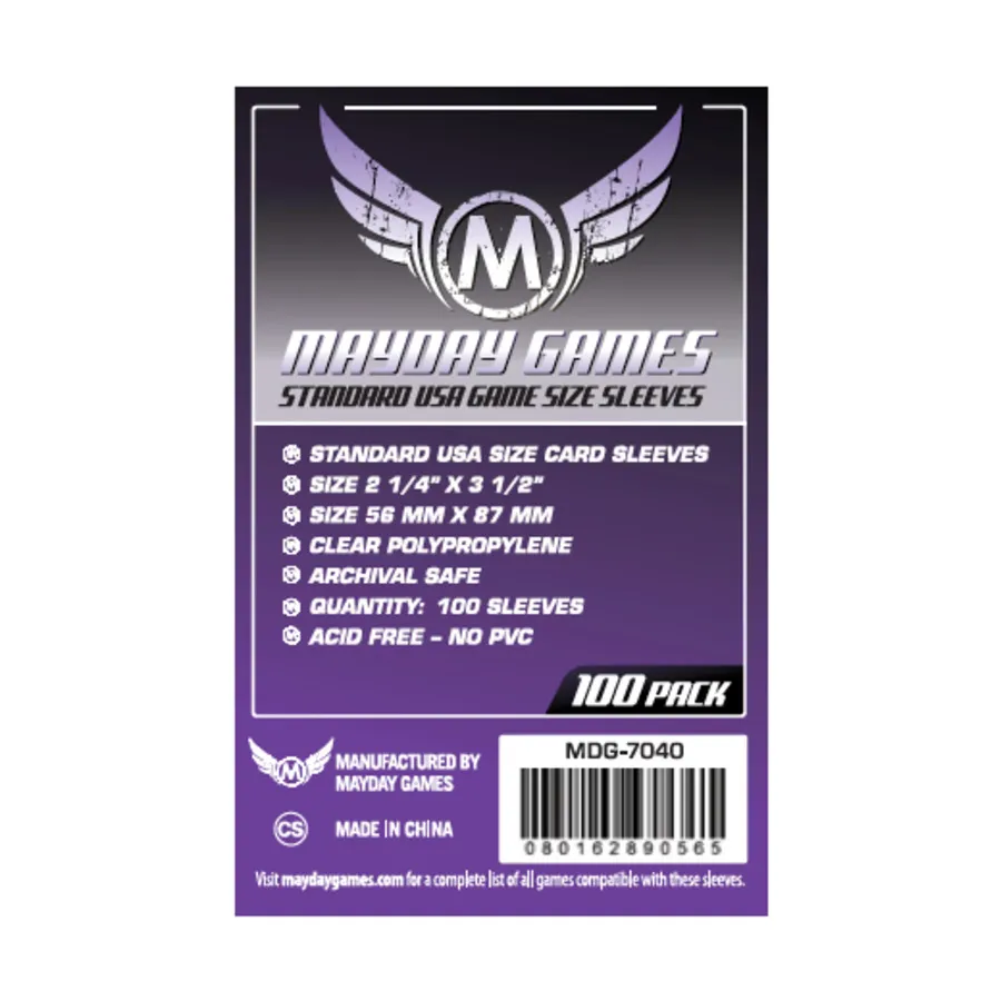 

Стандартные конверты для карточек США (100), Board Game Sleeves (Mayday Games)