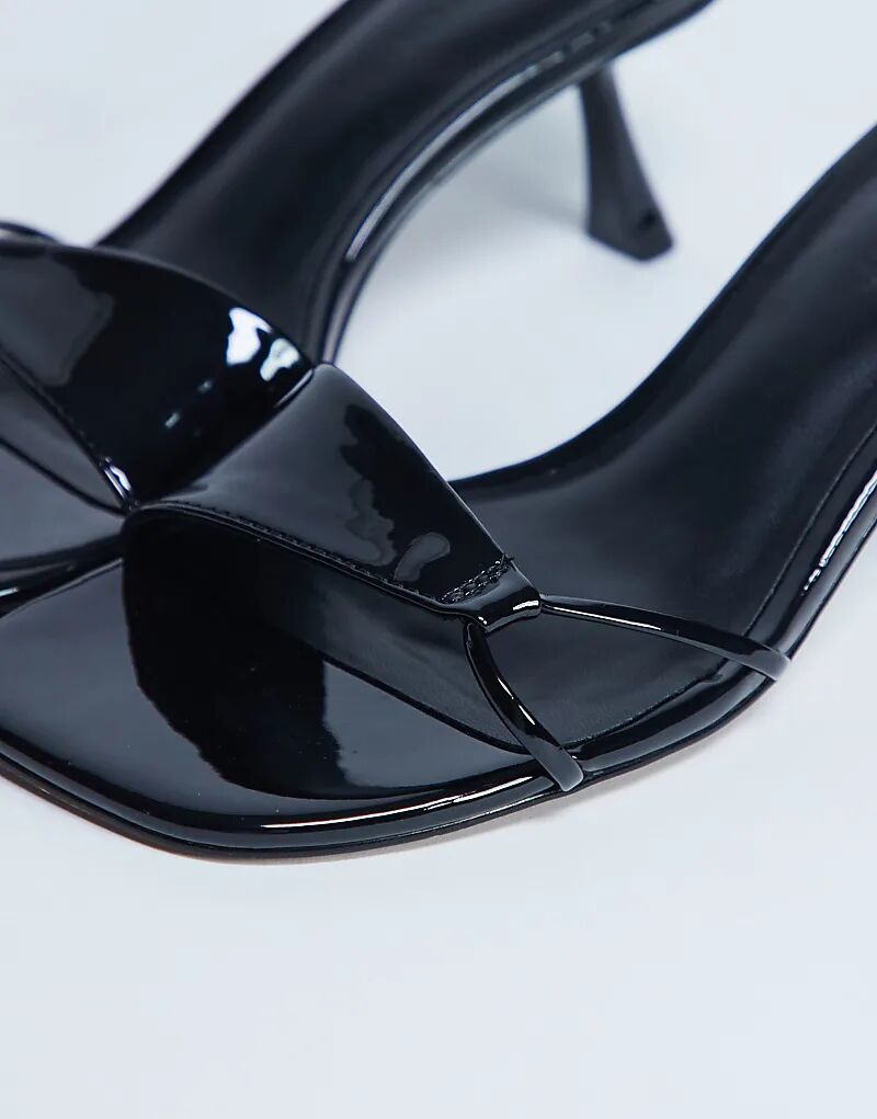 Лакированные мюли Topshop Ily на каблуке черного цвета — фото 2